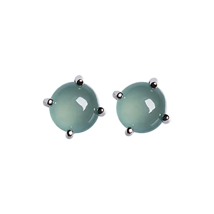 Cuiya Golden Building Ice Glutinous Jadeite Stud Earrings Unisex-0