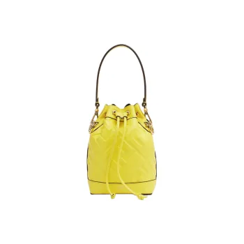 FENDI Mon Tresor Calfskin Bucket Bag, Handbag, Shoulder Bag, Crossbody Bag Small Size Women's Lemon