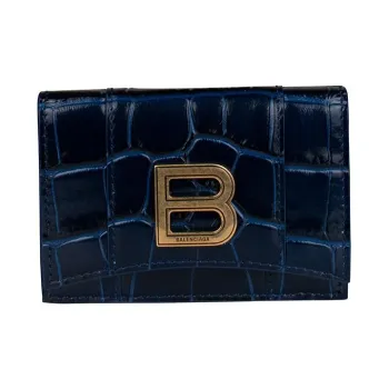Balenciaga Hourglass Calfskin Coin Purses Wallets Mini Women's Green