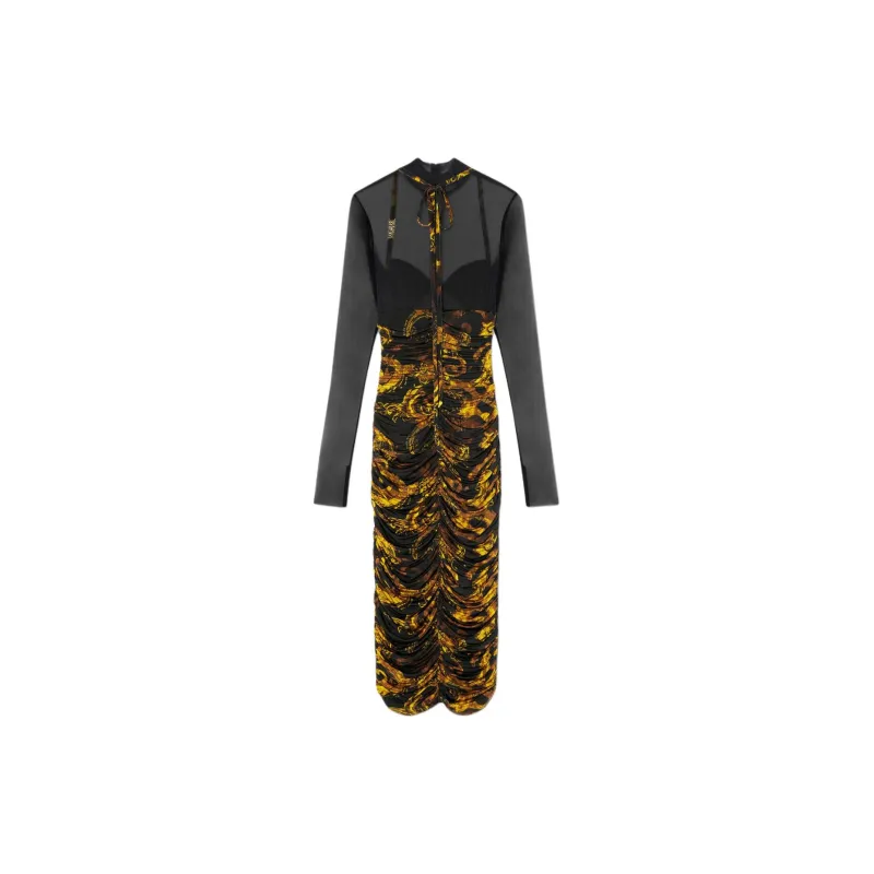 VERSACE JEANS COUTURE Barocco print Ruched Midi Dress-1