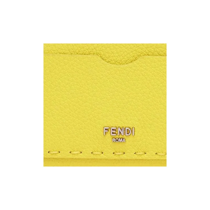 FENDI Peekaboo Calfskin Card Holder Women's Yellow-3