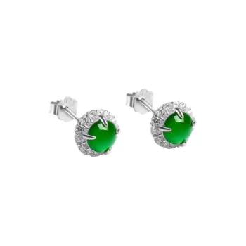 With The Heart Of The Jade Glutinous Jade Jadeite Stud Earrings Women's