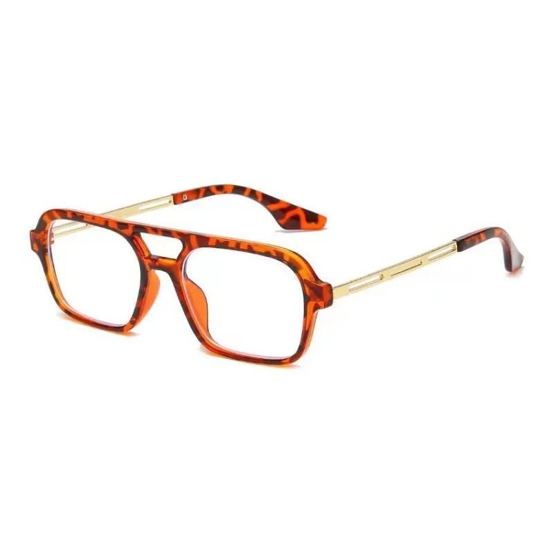 SOMAN Metal Aviator Sunglasses Unisex Black Gray Leopard Print Orange Transparent-17