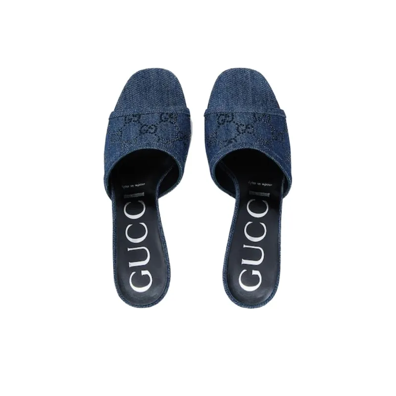 GUCCI Slide Slippers Women's Blue-4