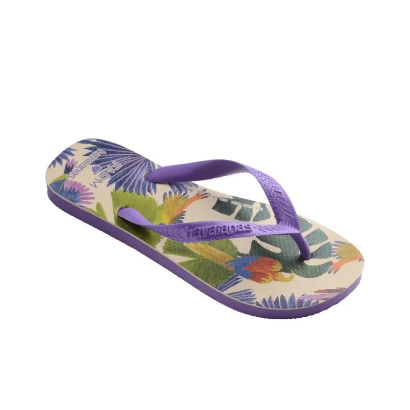 FARM RIO x Havaianas Flip Flops Women's Purple Beige-1