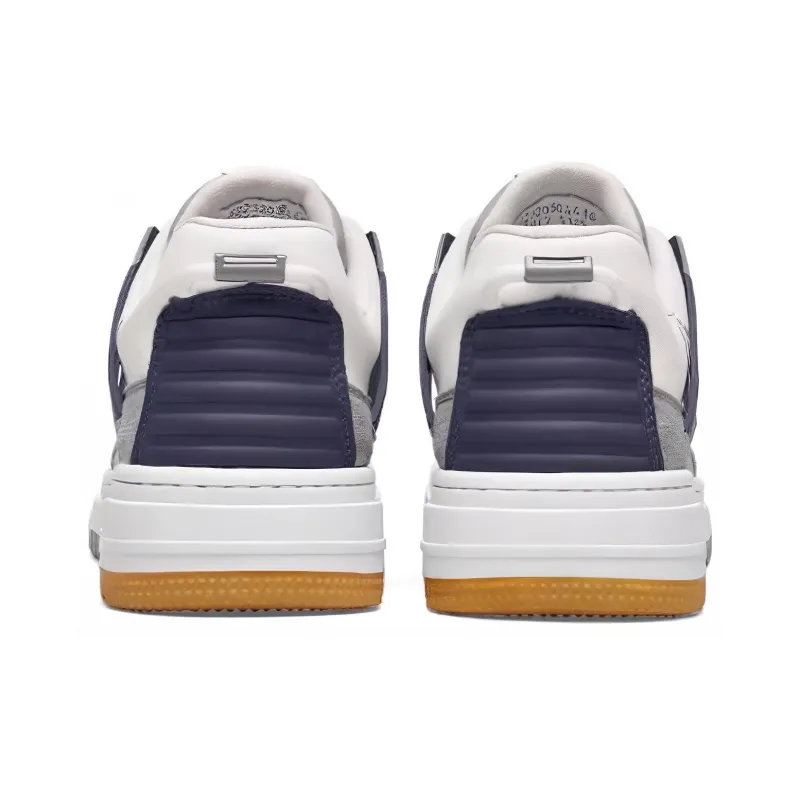 Cabbeen Vintage-Inspired Anti-Slip Wear-Resistant Low-Top Skateboard Shoes Men's Gray White-3