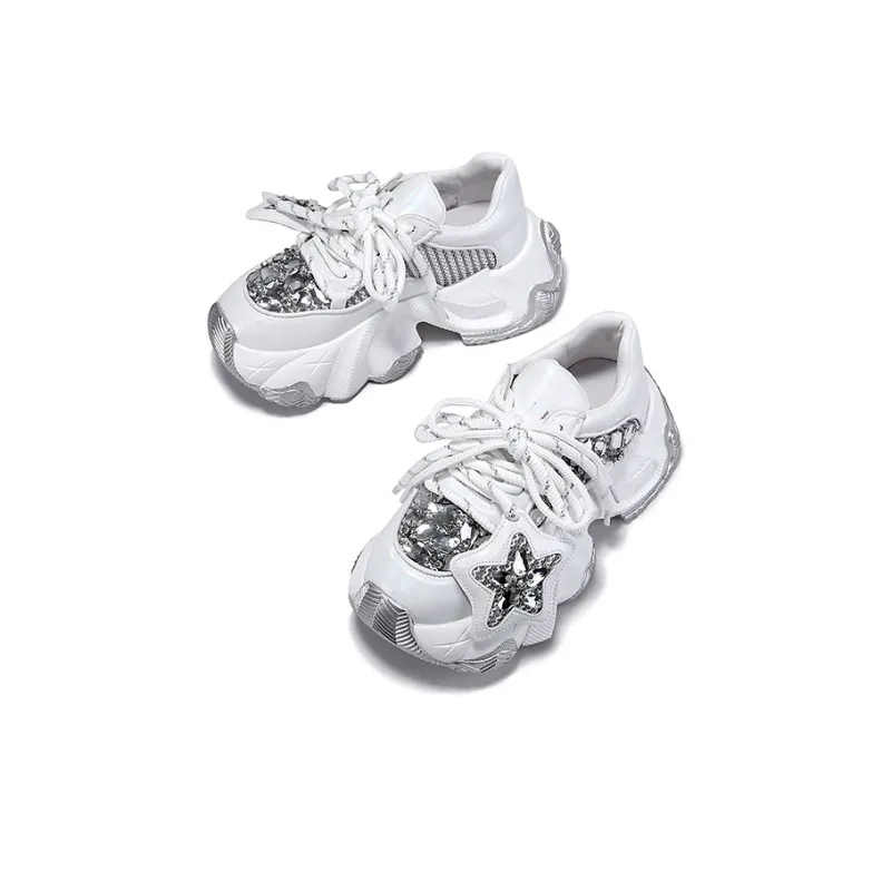 SELAIYA Slip Resistant, Abrasion Resistant, Breathable Low Top Chunky Sneakers Women's-8
