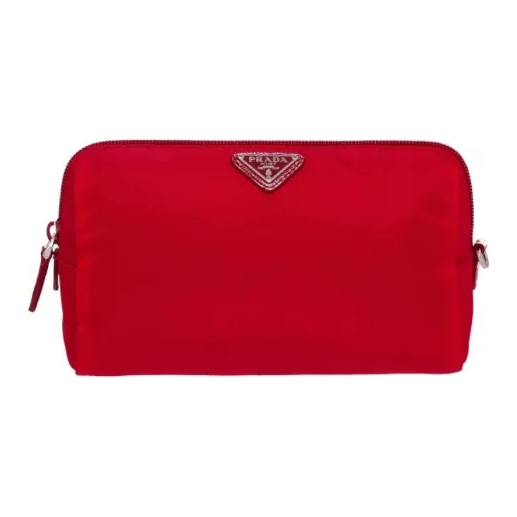 PRADA Nylon Makeup Bag Women's Red-0