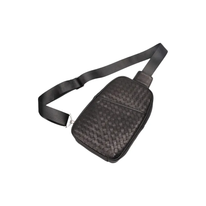 CMLZIUA Top Grain Cow Leather Sling Bag Regular Unisex Black-3
