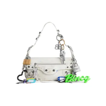 Balenciaga Le Cagole Fine Grained Sheepskin Handbag Shoulder Bag Small Size Women's White