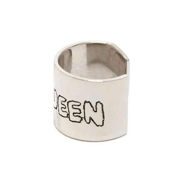 Alexander McQueen Graffiti Logo Engraved Ring-2