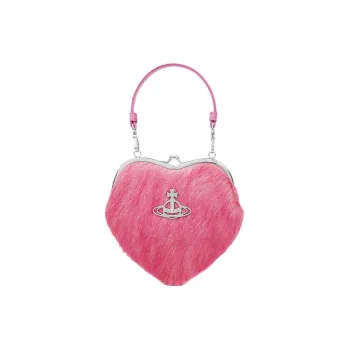 Vivienne Westwood Calf Hair Heart Shaped Bag, Portable Coin Purse Women's Pink