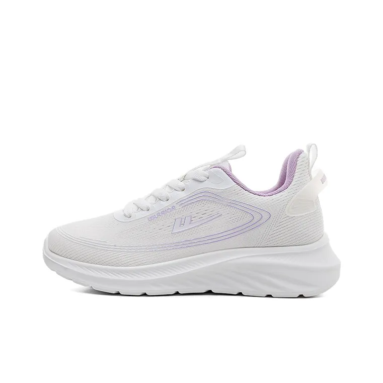 Warrior Wear-Resistant Lightweight Height Increasing Low-Top Running Shoes Women's White Purple-0