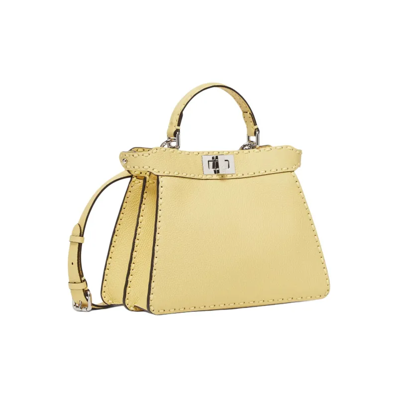 FENDI Peekaboo ISeeU Calfskin Shoulder Bag Crossbody Bag Handbag Small Size Women's Yellow-1