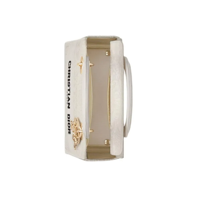 DIOR Lady D Lite Embroidery Lady Dior Bag, Shoulder Bag, Crossbody Bag, Handbag Medium Size Women's White-3