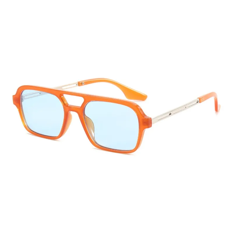 SOMAN Metal Aviator Sunglasses Unisex Black Gray Leopard Print Orange Transparent-9