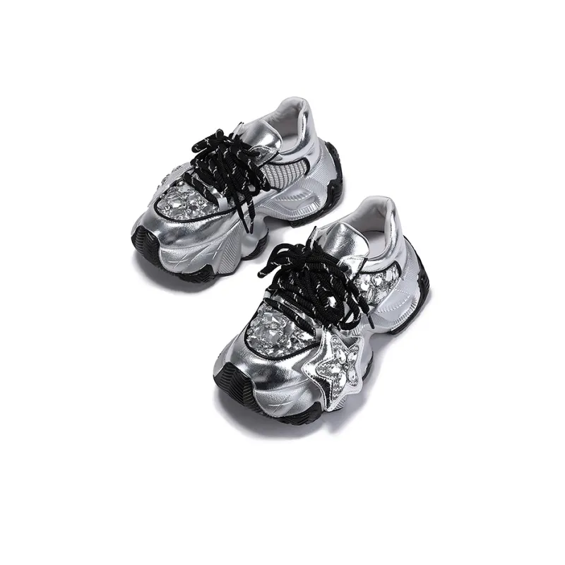 SELAIYA Slip Resistant, Abrasion Resistant, Breathable Low Top Chunky Sneakers Women's-3
