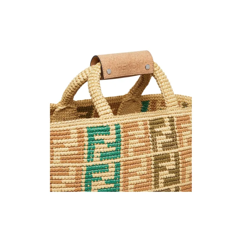 FENDI Raffia Bucket Bags Handbags Men's Multicolor-4