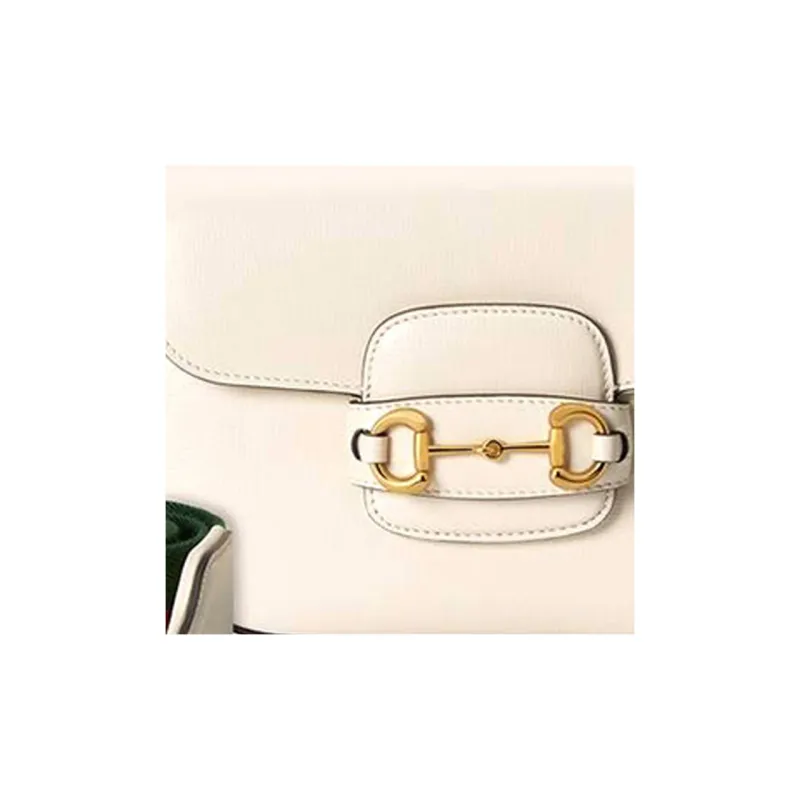 GUCCI Horsebit 1955 Leather Messenger Bag Saddle Bag Shoulder Bag Crossbody Bag Mini Women's White-8