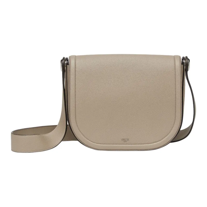FENDI ROMA Calfskin Messenger Bag, Shoulder Bag, Crossbody Bag Men's Beige-0