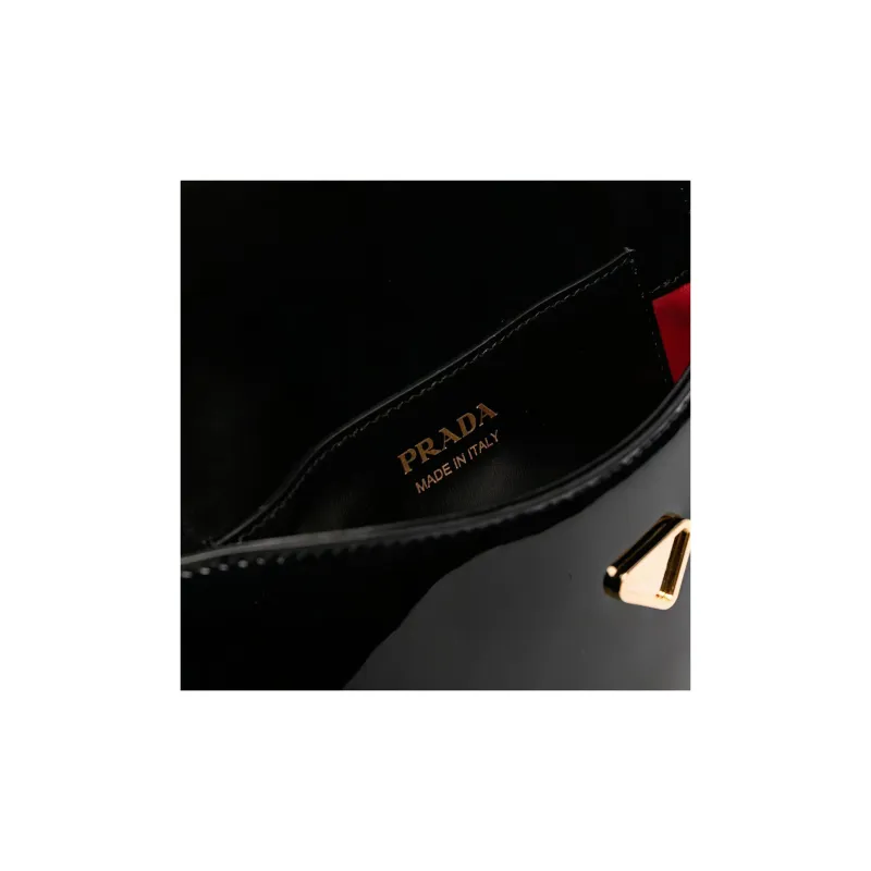 PRADA Patent Leather Crossbody Bag Shoulder Bag Women's Black-3