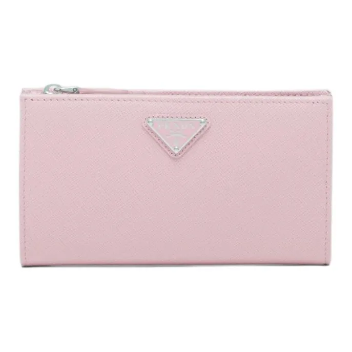 PRADA Saffiano Leather Wallet Large Size Women's Pink-0