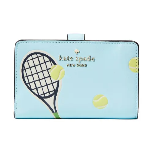 Kate Spade Smooth Leather Wallet Medium Size Women's Sky Blue