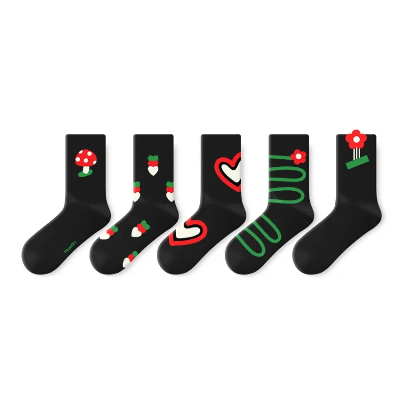 Primeet Mid Calf Socks Unisex 5 Pack-10