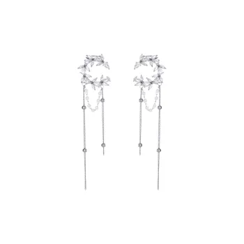 Kelanxi Alloy Drop Earrings Women's Silver