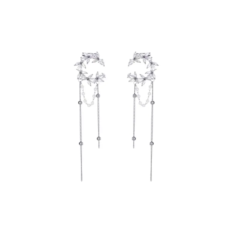 Kelanxi Alloy Drop Earrings Women's Silver-0