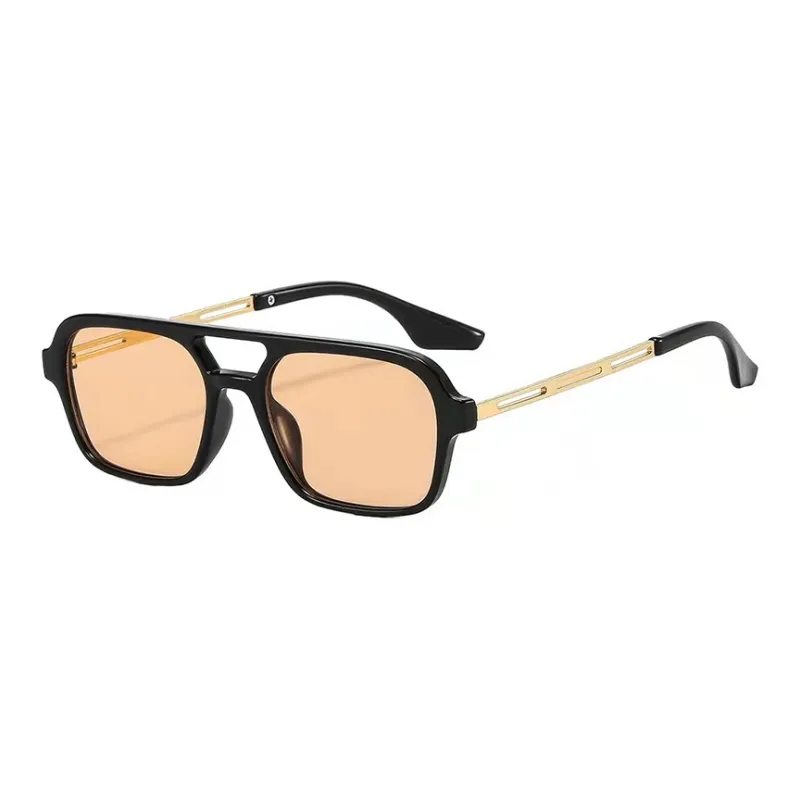 SOMAN Metal Aviator Sunglasses Unisex Black Gray Leopard Print Orange Transparent-13