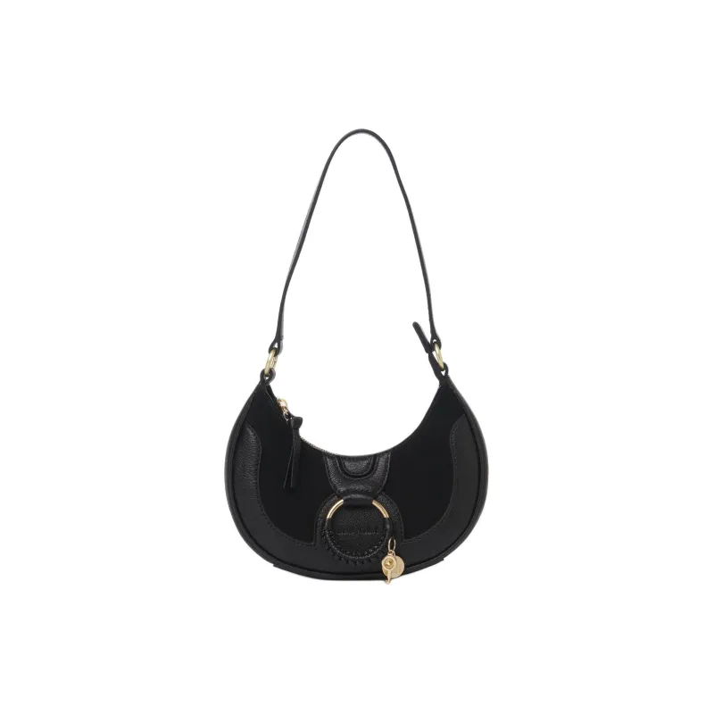 See By Chloe Hana Grain Cow Leather Crescent Bag, Handbag, Shoulder Bag Women's Black-0