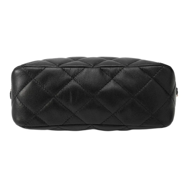 CHANEL Grain Bright Calfskin Patchwork Hobo Shoulder Bag, Crossbody Bag, Handbag Medium Size Women's Black-3