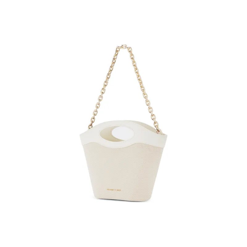 CHARLES&KEITH Fabric Shoulder Bag Crossbody Bag Handbag Medium Size Women's Cream Milk White-1