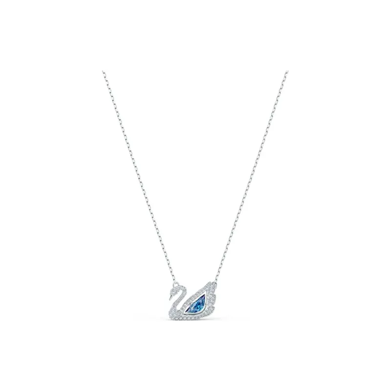 Swarovski Rhodium Plated Swan Necklaces Women's Blue-0
