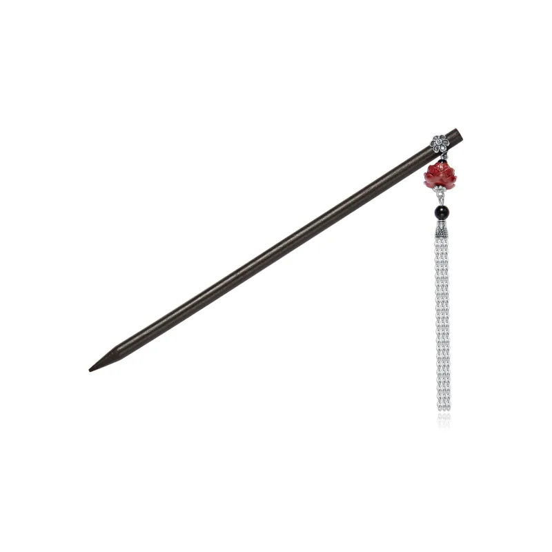 AGOVSKI Wooden+Alloy+Resin+Agate Black Hairpins Women's-0