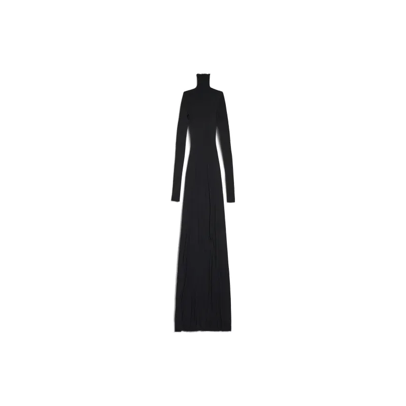 Balenciaga Seamless Flat Dress In Black Long-Sleeved Dress Slim Fit Women's Black-1