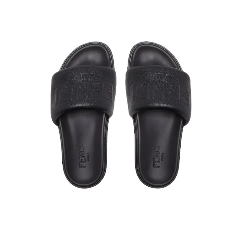 FENDI Roma Logo Embossed Slides-3