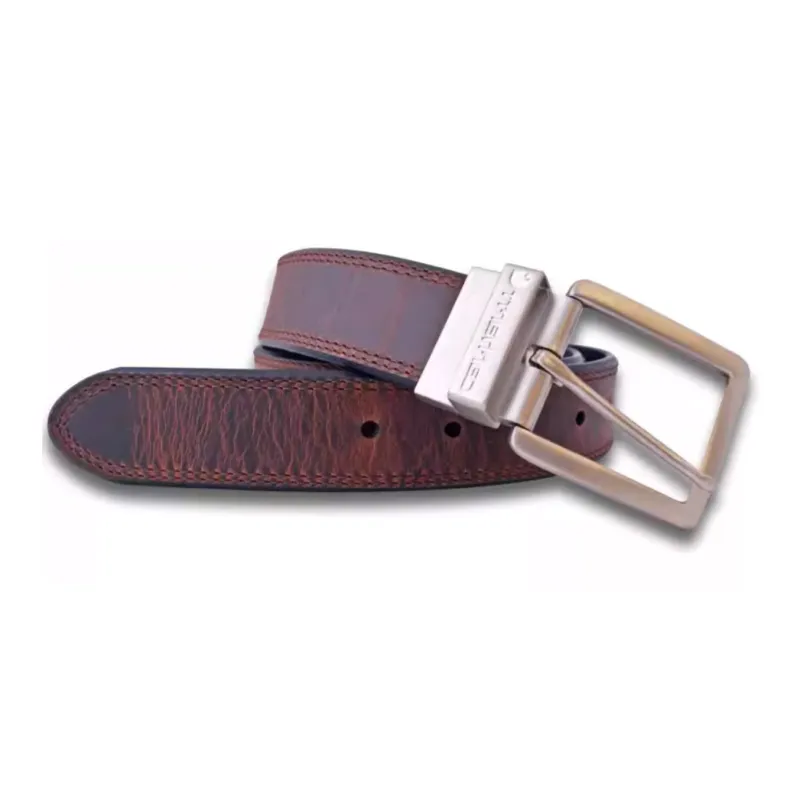 Carhartt Badge Detail Design Leather Belts Men's Brown Width: 3.8CM-1