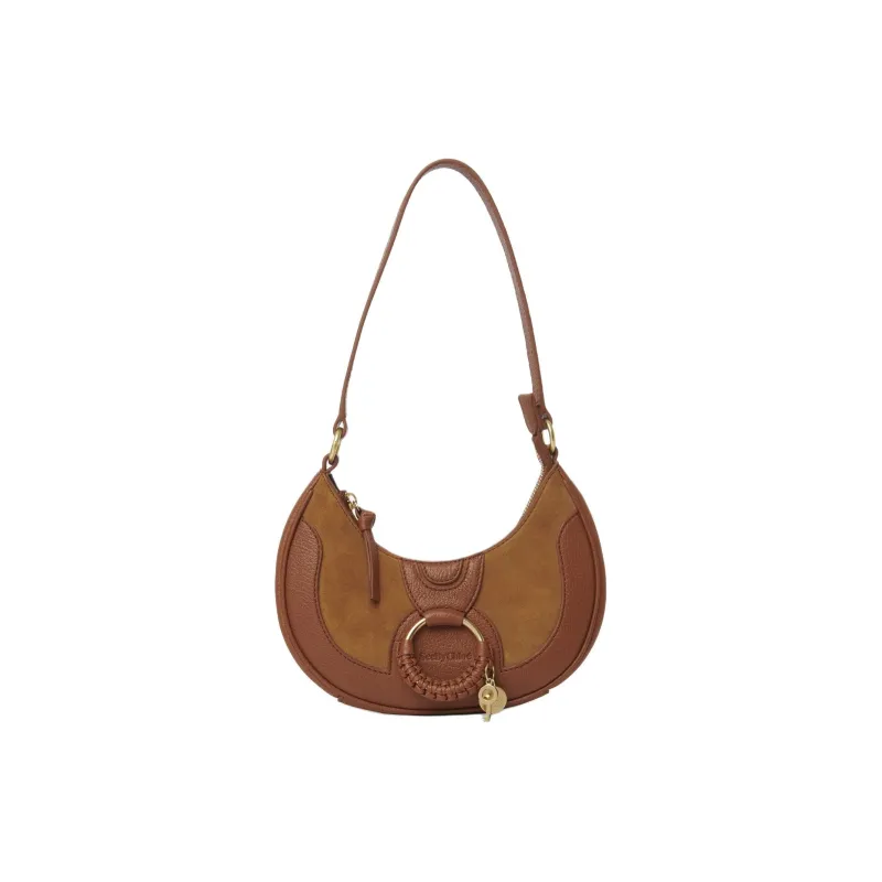 See By Chloe Hana Grain Cow Leather Crescent Bag, Handbag, Shoulder Bag Women's Brown-0