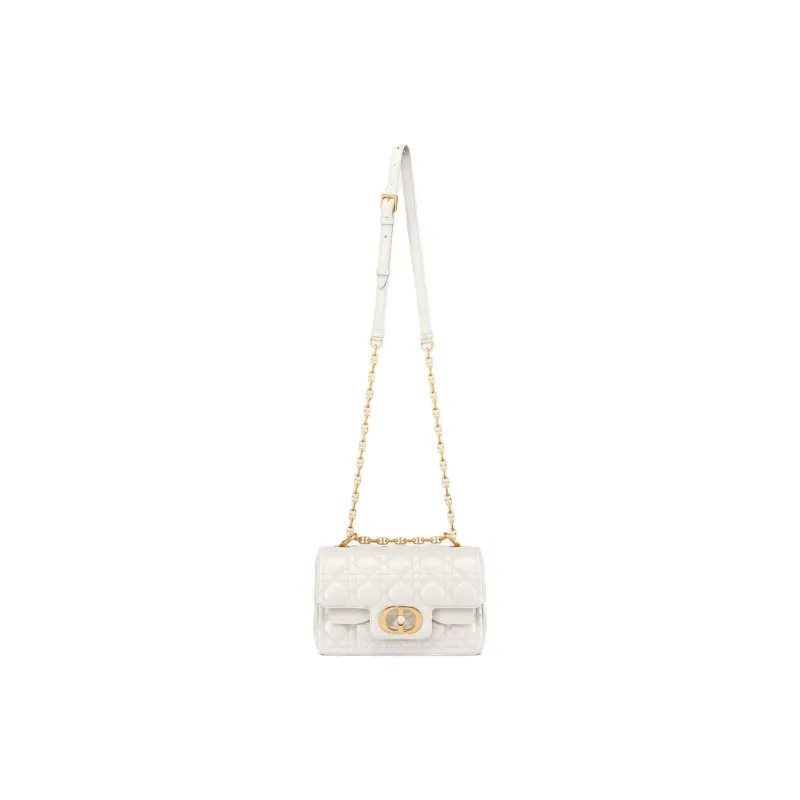 DIOR Cow Leather Shoulder Bag Crossbody Bag Handbag Small Size Women's Milk White-5