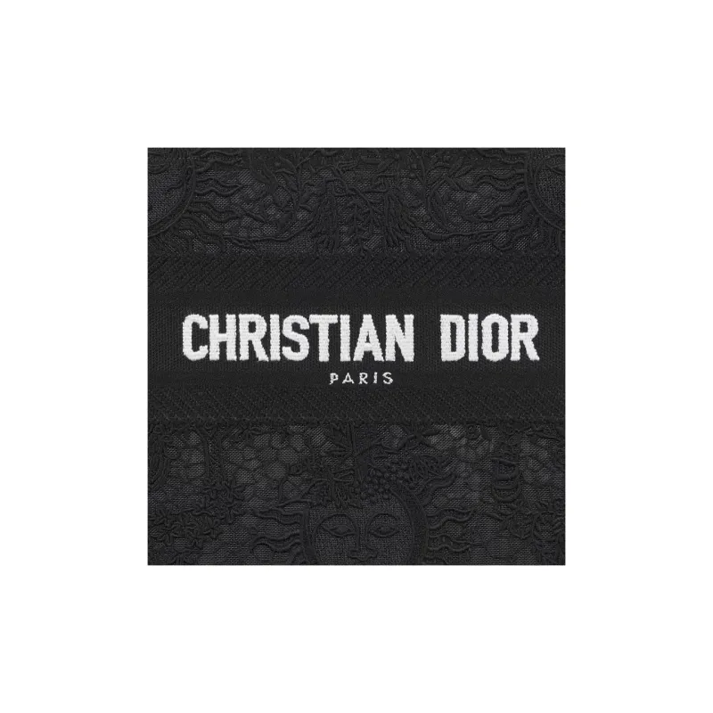 DIOR BookTote Embroidery Tote Bag Shopping Bag Handbag Small Size Women's Black-4