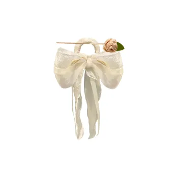 SENDME Hairpins Women's Gauze Ribbon Rose Hairpin