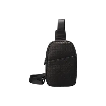 CMLZIUA Top Grain Cow Leather Sling Bag Regular Unisex Black