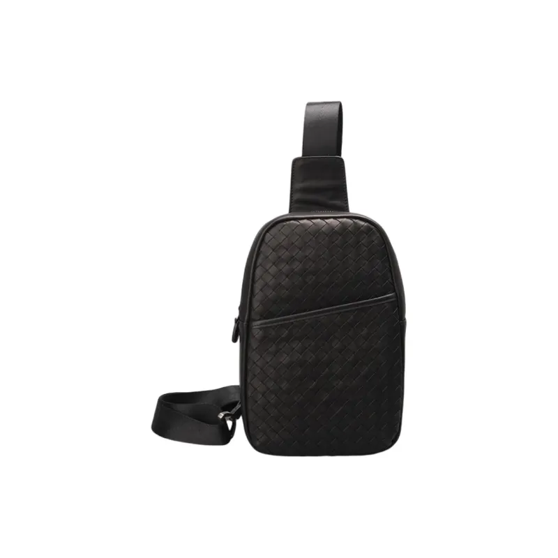 CMLZIUA Top Grain Cow Leather Sling Bag Regular Unisex Black-0