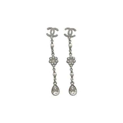 CHANEL Drop Earrings Women's Silver