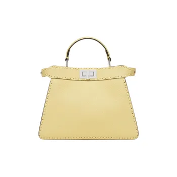 FENDI Peekaboo ISeeU Calfskin Shoulder Bag Crossbody Bag Handbag Small Size Women's Yellow