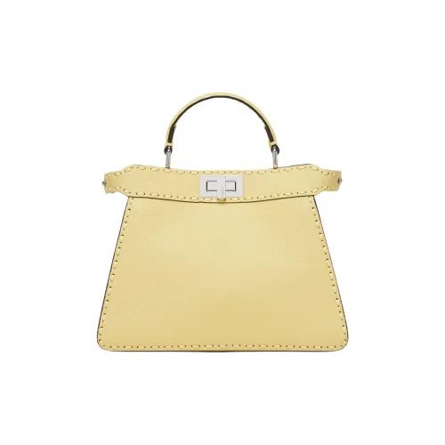 FENDI Peekaboo ISeeU Calfskin Shoulder Bag Crossbody Bag Handbag Small Size Women's Yellow