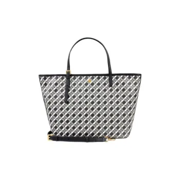 TORY BURCH PVC Tote Bag Shopping Bag Shoulder Bag Crossbody Bag Handbag Large Size Women's Black