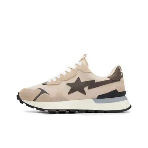 A BATHING APE ROAD STA EXPRESS Anti-Slip And Wear-Resistant Lightweight Low-Top Casual Shoes Women's Beige Black